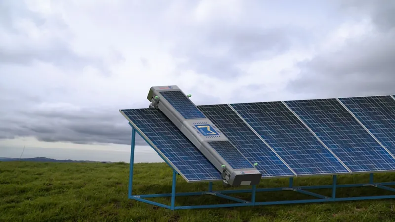 Solar Glide PRO MAX robot on a ground-mounted solar array